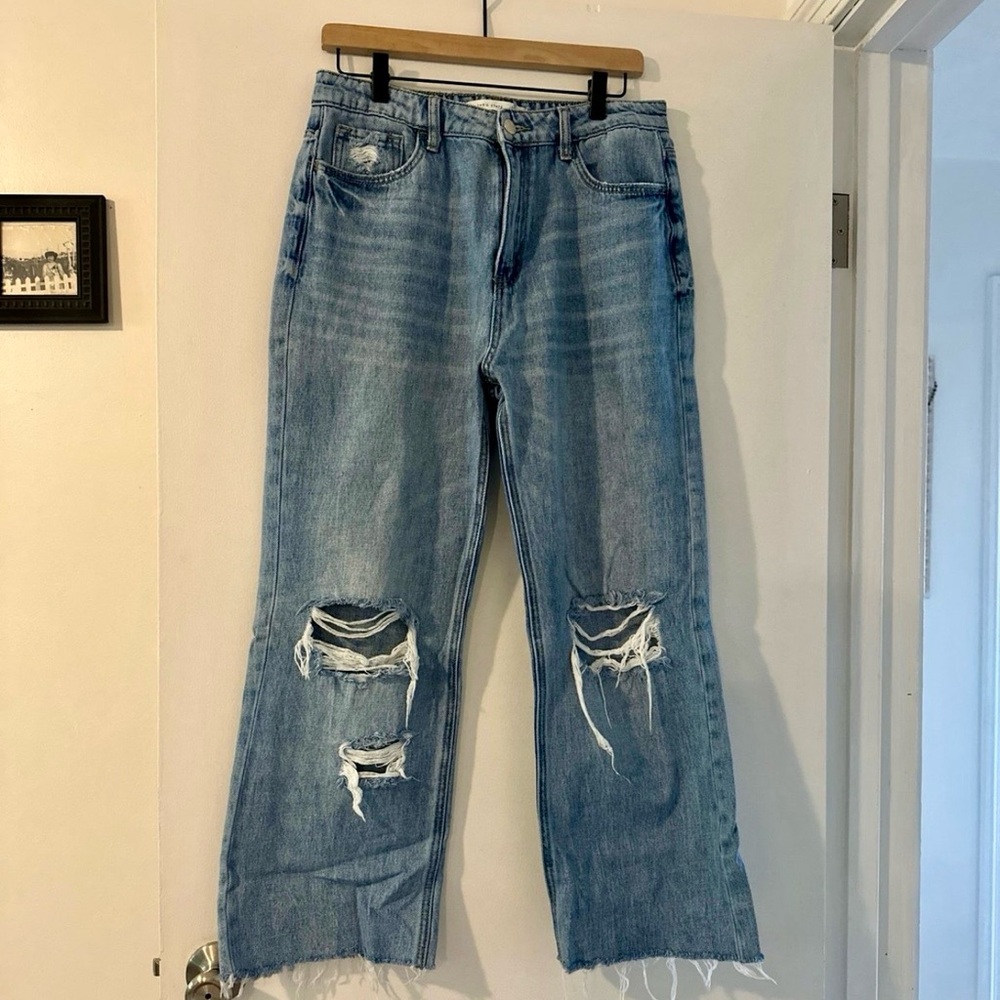 Altar'd State Light Blue Distressed Straight Leg Jeans